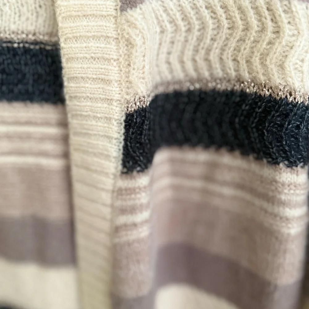 Hem & Thread‎ Beige and Black Striped Cardigan